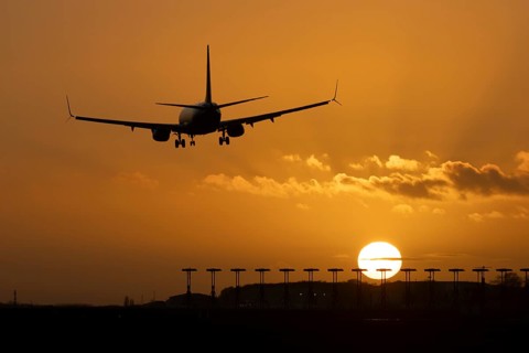Boeing 737 commercial passenger airliner jet aircraft of Ryanair airways in flight on approach to