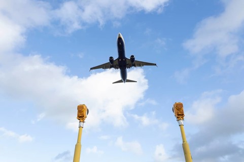 Boeing 737 commercial passenger airliner jet aircraft of Ryanair airways in flight on approach to
