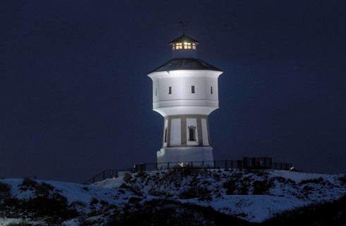 Water tower at night, Langeoog, Lower Saxony, Germany