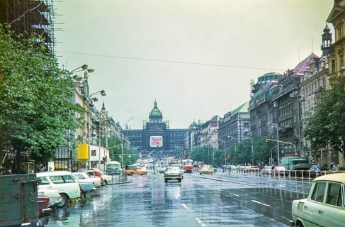 Wenceslas Square, Václavské námestí, Prague, Czech Republic, Czechoslovakia, Europe 1971
