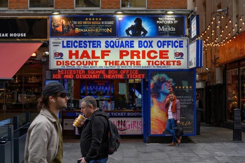 London, UK. January 29th 2025. Leicester Square Box Office theatre ticket booth selling tickets to