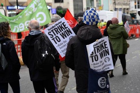 London, UK. January 30th 2025. Socialist Worker placards at a demonstration in support of the Bus