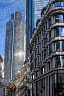 London, UK. January 29th 2025. Famous Threadneedle Street in the City of London, England, between