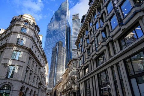 London, UK. January 29th 2025 Modern glass fronted office buildings tower over historic