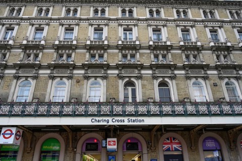 London, UK. January 30th 2025. The architecture of the entrance to Charing Cross Rail Station, near