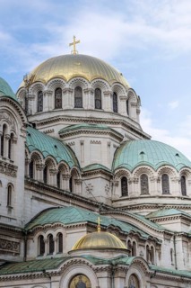 Sofia, Bulgaria. June 21st 2025. Gold dome and architectural detail of the Patriarchal Cathedral St