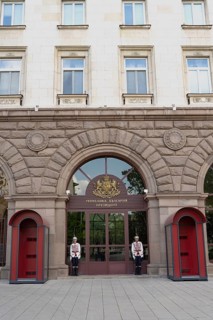 Sofia, Bulgaria. June 21st 2025. Ceremonial guards stand outside the residence of the President of