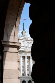 Sofia, Bulgaria. June 21st 2025. Former communist headquarters at The Largo, an architectural