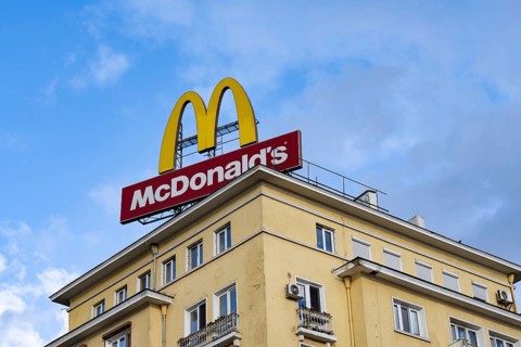 Sofia, Bulgaria. November 22nd 2025. World famous brand logo sign for McDonald's fast food chain