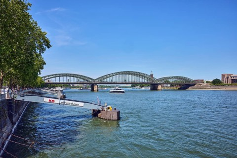 Rhine river, pedestrian and railway bridge Hohenzollern bridge, steel arches, general architecture,