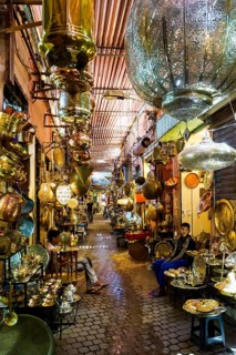 Alley with shops, Souk, Marrakech, Morocco