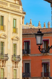 Historic centre view including Badia di Sant'Agata church rooftop, Catania, Sicily, Italy
