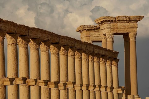 Palmyra, Syria. April 10th 2011 Roman columns leading to the Tetrapylon at the ruined city of