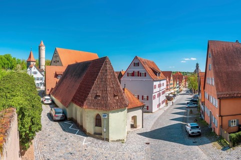 View from the city wall of the historic old town, in front the Epiphany Chapel, on the left