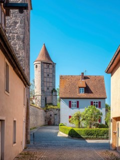 City wall and defense towers at Nördlinger Tor, Dinkelsbühl, Ansbach district, Middle Franconia,