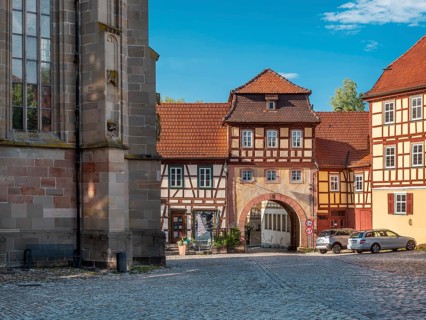 The Unfinder Gate at the Gothic St. Mary's Church, Königsberg in Bavaria, Lower Franconia, Bavaria,