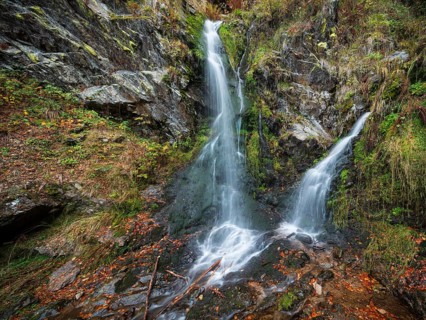 The Fahler Waterfall on Feldberg in autumn, Black Forest, Baden-Württemberg, Germany