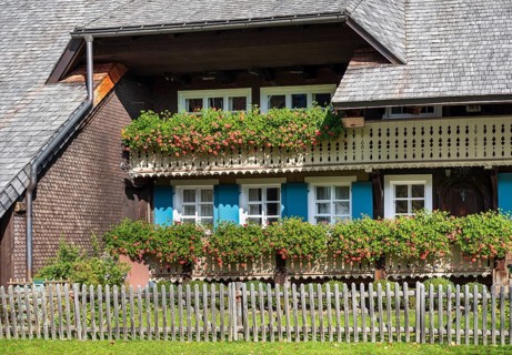 Typical Black Forest house, balconies with flowers, Menzenschwand, Black Forest, Baden-Württemberg,
