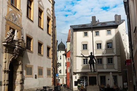 Regensburg, Germany. October 7th 2024 Beautiful medieval architecture of UNESCO protected German