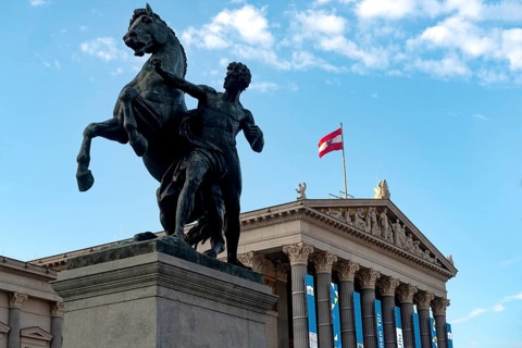 Vienna, Austria October 14th 2024 The Austrian Parliament Building (Parlamentsgebaude) in Vienna is