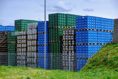 Bierkisten, Allgäuer brewhouse, Leuterschach, Ostallgäu, Swabia, Bavaria, Germany