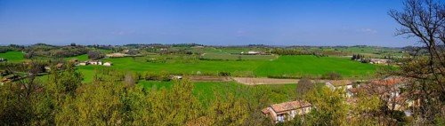 View from Castello di Cavriana, Cavriana, Colli Mantovani, Lombardy, Province of Brescia, Italy