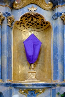 Holy Week, Lent, veiled cross, St. Notburga, Pfarrkirche St. Michael, Bertoldshofen, Ostallgäu,