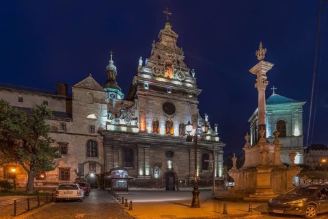 St. Andrew's Church, Saint Bernard Monastery in the evening, Lviv, Ukraine