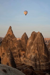 Goreme, Cappadocia, Turkey. November 10th 2017 Hot air balloons over the landscape of Cappadocia,