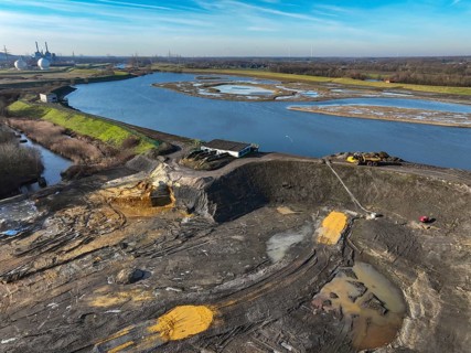 Haltern-Marl, North Rhine-Westphalia, Germany - Lippe, flood protection in the