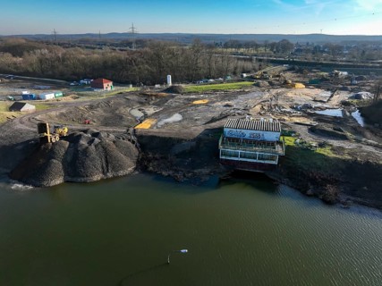 Haltern-Marl, North Rhine-Westphalia, Germany - Lippe, flood protection in the