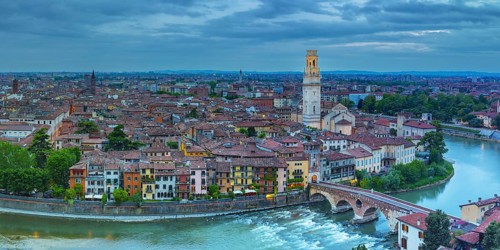 Old Town with the River Etsch, Ponte Pietra, Verona, Etsch Valley, Veneto, Italy
