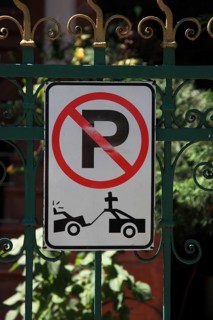 Romania, road sign, parking prohibited, car can be towed