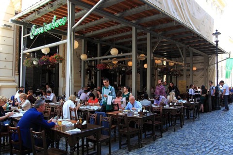 Romania, capital Bucharest, Bucuresti, the restaurant and bar Caru cu Bere, a beer palace with