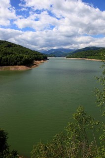 Lake Vidraru, Lacul Vidraru, an artificial reservoir in the Arges Valley in the Fagaras Mountains,