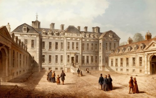 The Courtyard of Montagu or Montague House, 1830, the first home of the British Museum, a