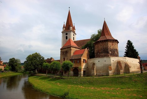 Fortified church in Cristian, German Grossau, village in Sibiu County in Transylvania, Romania