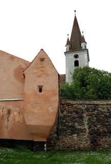 Municipality of Cristian, German Grossau, view of the fortified church from outside, here the