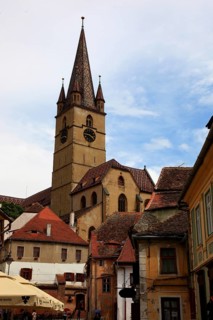 Protestant parish church in the old town of Sibiu, Sibiu, in Transylvania, Romania