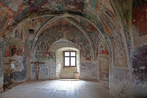 Interior frescoes of the chapel in the fortified church of Honigberg, Harman, Burzenland in