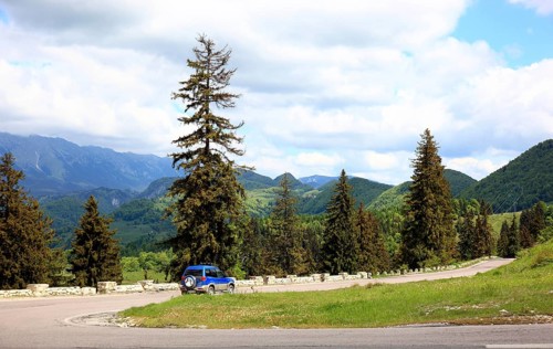 Landscape near Bran Castle, also known as Törzburg, in Transylvania, Romania