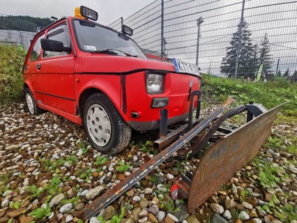 Mini car Fiat 126 Maluch as a snow plough, Zakopane, hiking to Kasprowy Wierch in the High Tatras