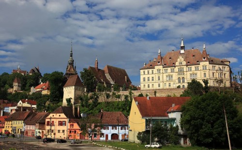 Romania, view of the historic old town of Sighisoara, German Sighisoara, city in Mures district in