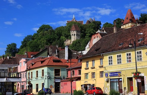 Romania, houses in the old town of Sighisoara, German Sighi?oara, town in Mures district in