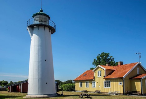 Smygehuk, Sweden's southernmost lighthouse in Smygehamn in Trelleborg municipality, Baltic Sea,