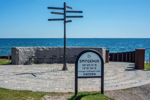 Smygehuk, viewpoint at Sweden's southernmost point in Smygehamn in Trelleborg municipality, Baltic