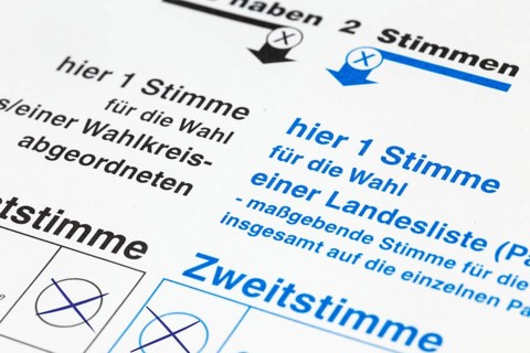 Symbolic picture of state elections: close-up of a ballot paper