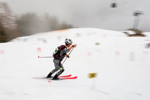 Athlete downhill at the Jennerstier, Skimo, Mitzieher, Jenner, Schönau am Königssee,
