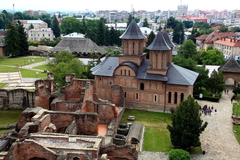 The royal courtyard, Curtea Domneasca, in Targoviste, Romania. The ruins of the fortress are known