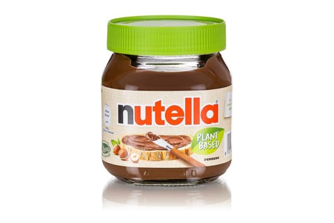 Nutella Plant Based vegan nut nougat cream 350g jar with logo cut against a white background in